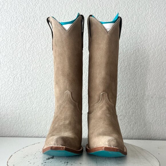 Lane EMMA JANE Womens Cowboy Boots 7.5 Latte Suede Western Cowgirl Mid Calf Tall - Picture 5 of 11